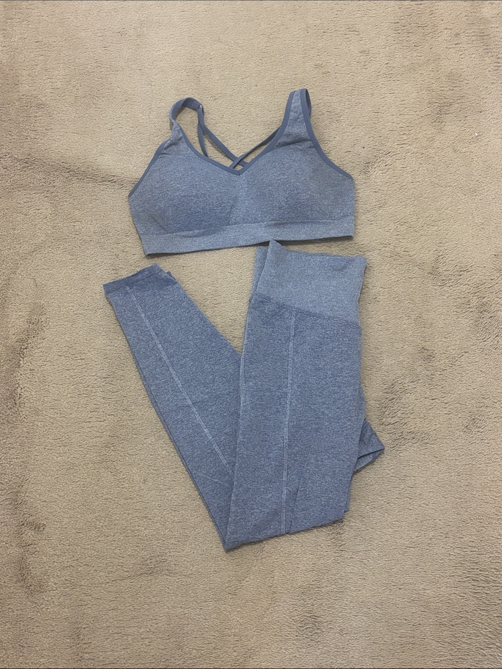 PINK Victoria's Secret Seamless Heathered Blue Active Set